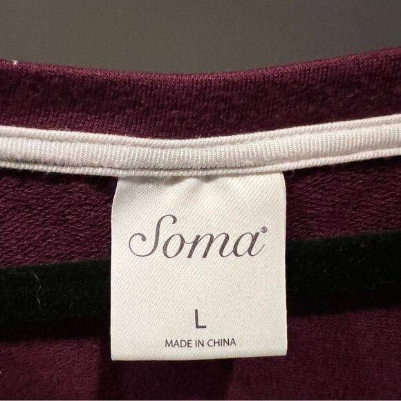 Women's Burgundy SOMA PJ Top with White Stars - Picture 3 of 4